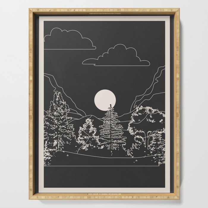 Mountain Trees Dark Serving Tray Gallery Image 1