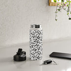 Fun black line doodle art pattern Water Bottle Gallery Image 4