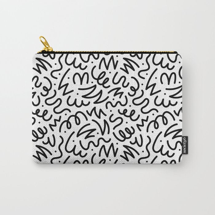 Fun black line doodle art pattern Carry All Pouch Gallery Image 1
