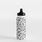 Fun black line doodle art pattern Water Bottle Gallery Image 3