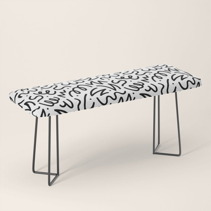 Fun black line doodle art pattern Bench Gallery Image 1
