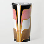 Mid Century Modern Liquid Watercolor Abstract / Faux Gold, Blush Pink, Brown, Black, White / V1 Travel Mug Gallery Image 3