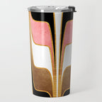 Mid Century Modern Liquid Watercolor Abstract / Faux Gold, Blush Pink, Brown, Black, White / V1 Travel Mug Gallery Image 2
