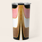 Mid Century Modern Liquid Watercolor Abstract / Faux Gold, Blush Pink, Brown, Black, White / V1 Travel Mug Gallery Image 1