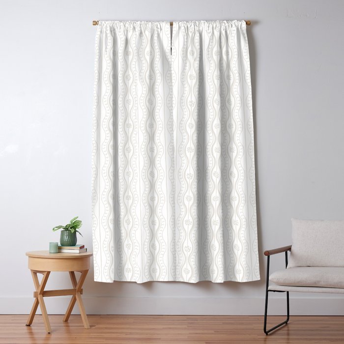 Wavy lines and tiny blooms - natural soft beige mushroom tones pattern Window Curtain