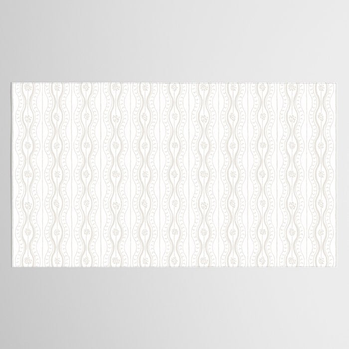 Wavy lines and tiny blooms - natural soft beige mushroom tones pattern Tablecloth Gallery Image 2
