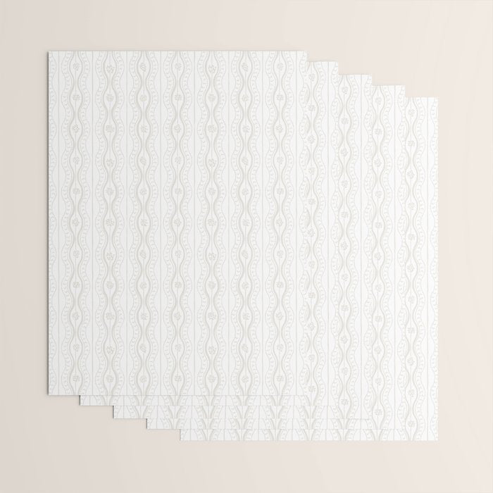 Wavy lines and tiny blooms - natural soft beige mushroom tones pattern Wrapping Paper Gallery Image 3
