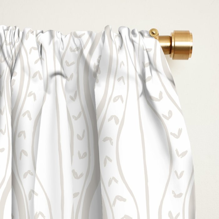 Wavy lines and tiny blooms - natural soft beige mushroom tones pattern Window Curtain Gallery Image 2