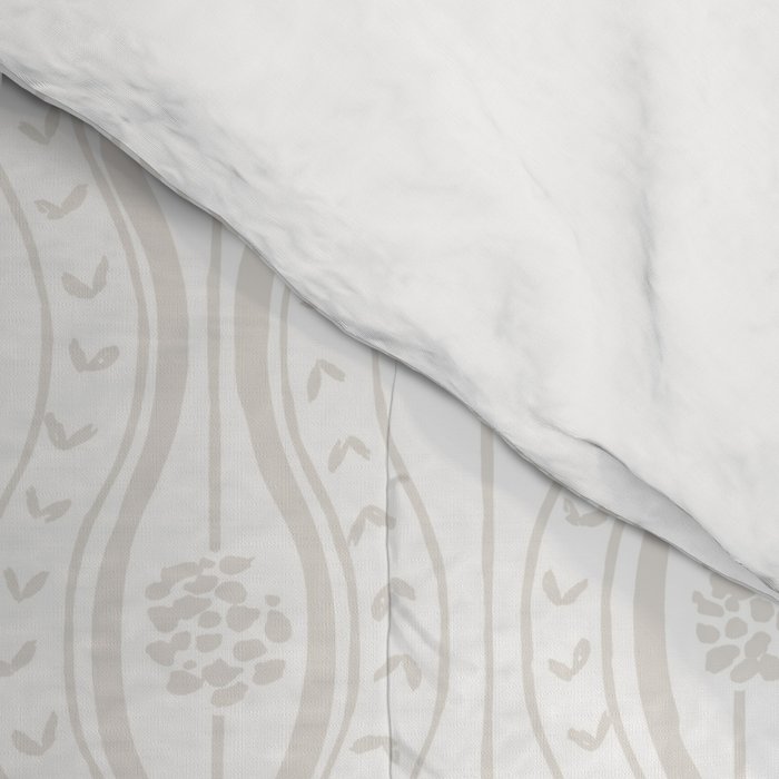 Wavy lines and tiny blooms - natural soft beige mushroom tones pattern Comforter Gallery Image 4