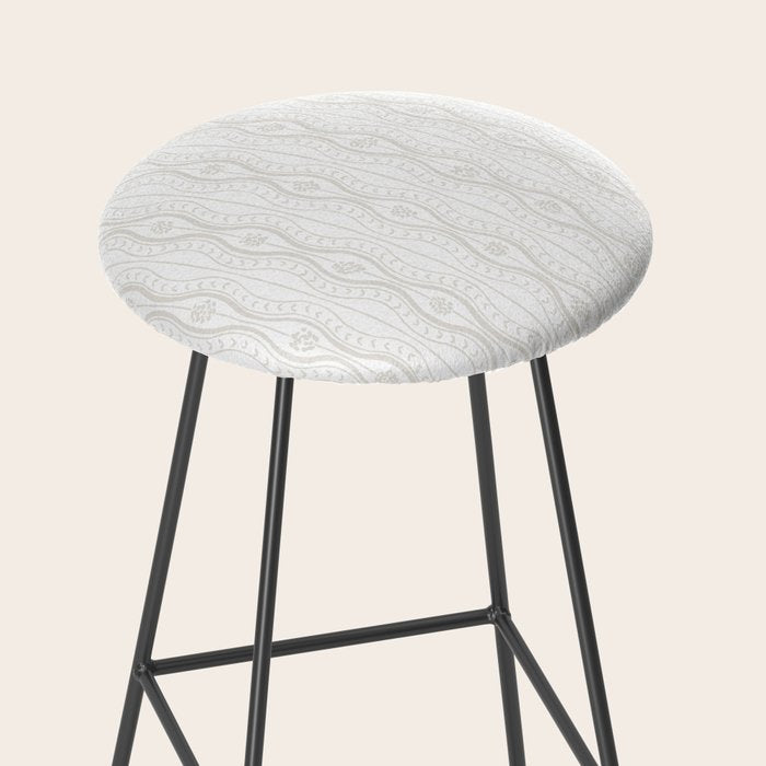 Wavy lines and tiny blooms - natural soft beige mushroom tones pattern Stool Gallery Image 2