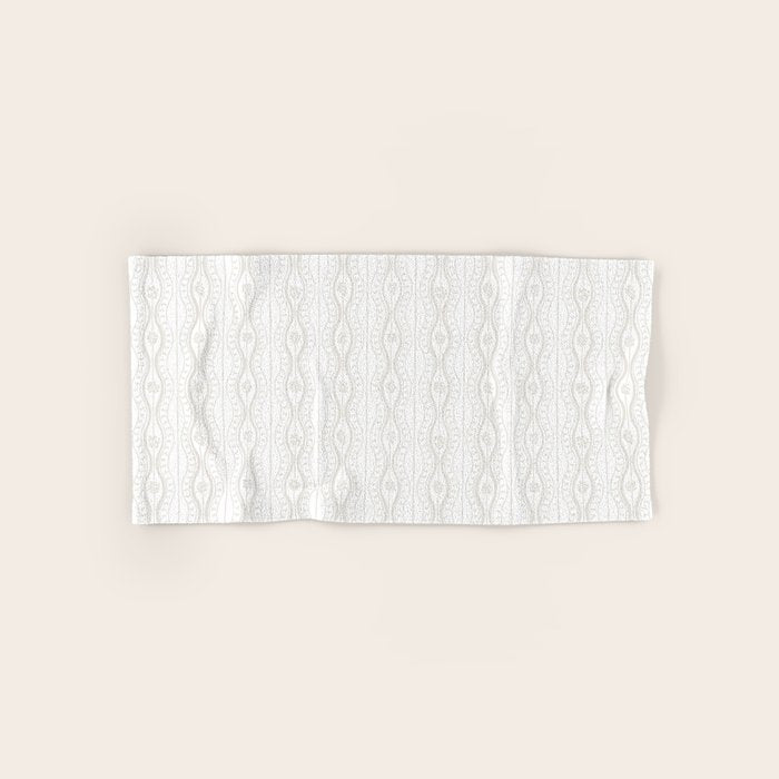 Wavy lines and tiny blooms - natural soft beige mushroom tones pattern Bath Towel Gallery Image 1