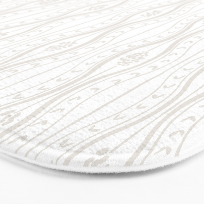 Wavy lines and tiny blooms - natural soft beige mushroom tones pattern Bath Mat Gallery Image 3