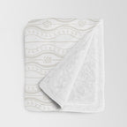 Wavy lines and tiny blooms - natural soft beige mushroom tones pattern Throw Blanket Gallery Image 3