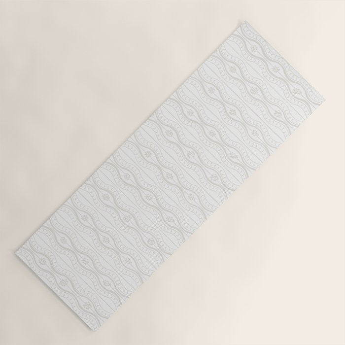 Wavy lines and tiny blooms - natural soft beige mushroom tones pattern Yoga Mat Gallery Image 1