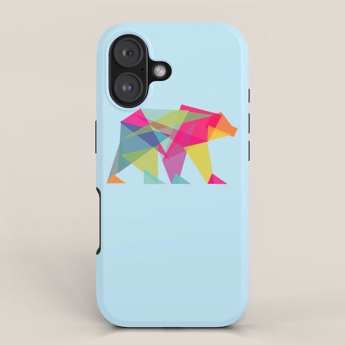 Fractal Bear - neon colorways iPhone Case Gallery Image 1