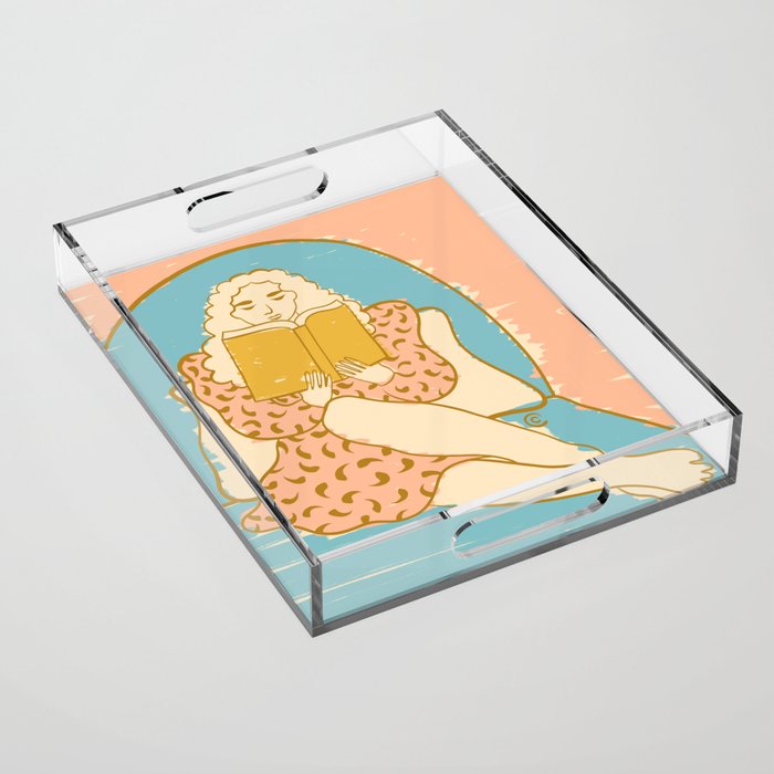 Portrait of a Woman Reading - Quiet Time 3 Acrylic Tray Gallery Image 1