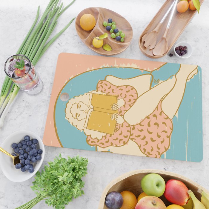 Portrait of a Woman Reading - Quiet Time 3 Cutting Board Gallery Image 2