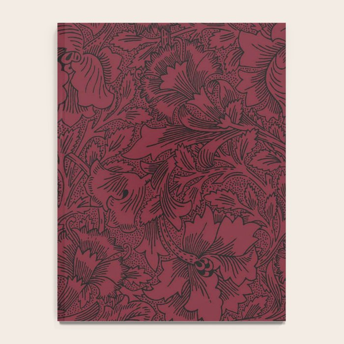 William Morris Poppy Dark Wine Claret Red Pattern Notebook Gallery Image 4