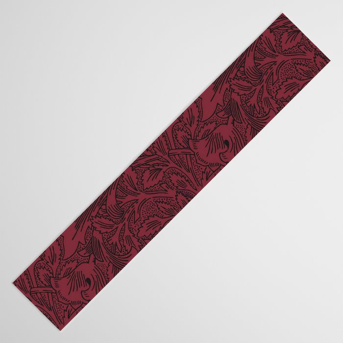 William Morris Poppy Dark Wine Claret Red Pattern Table Runner Gallery Image 3