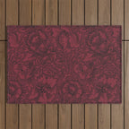 William Morris Poppy Dark Wine Claret Red Pattern Outdoor Rug Gallery Image 1