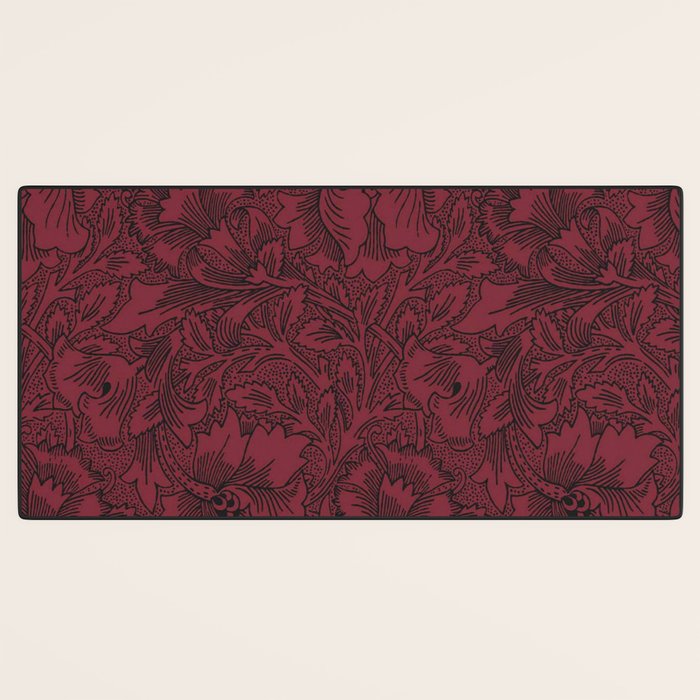 William Morris Poppy Dark Wine Claret Red Pattern Desk Mat Gallery Image 3