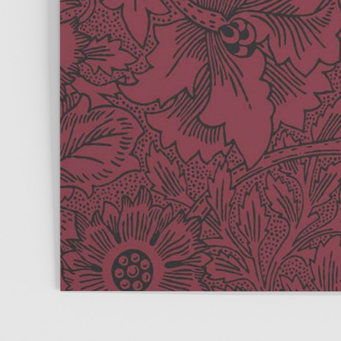 William Morris Poppy Dark Wine Claret Red Pattern Poster Gallery Image 3