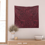 William Morris Poppy Dark Wine Claret Red Pattern Wall Tapestry Gallery Image 2