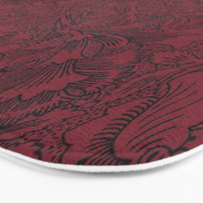 William Morris Poppy Dark Wine Claret Red Pattern Bath Mat Gallery Image 3