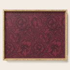 William Morris Poppy Dark Wine Claret Red Pattern Serving Tray Gallery Image 1
