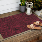 William Morris Poppy Dark Wine Claret Red Pattern Outdoor Rug Gallery Image 2