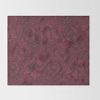 William Morris Poppy Dark Wine Claret Red Pattern Throw Blanket Gallery Image 2