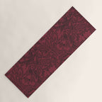 William Morris Poppy Dark Wine Claret Red Pattern Yoga Mat Gallery Image 1