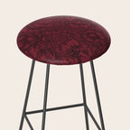 William Morris Poppy Dark Wine Claret Red Pattern Stool Gallery Image 2