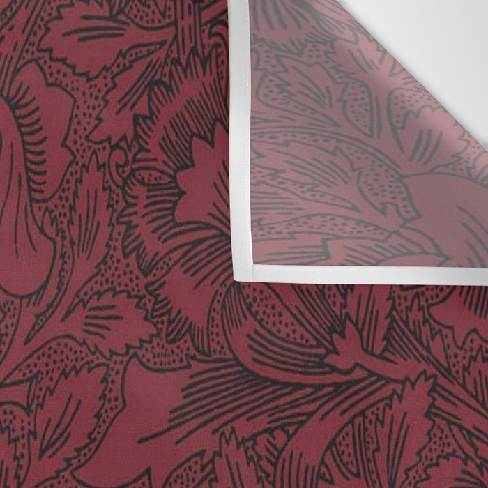 William Morris Poppy Dark Wine Claret Red Pattern Wall Tapestry Gallery Image 3