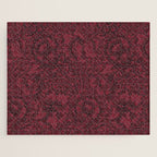 William Morris Poppy Dark Wine Claret Red Pattern Jigsaw Puzzle Gallery Image 1