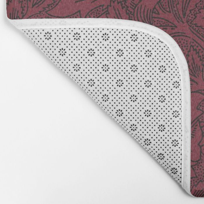 William Morris Poppy Dark Wine Claret Red Pattern Bath Mat Gallery Image 2