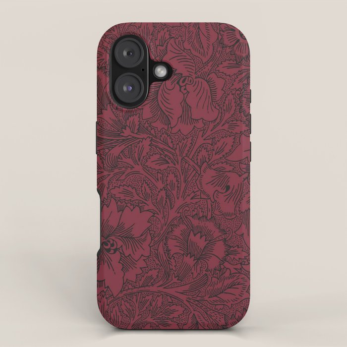 William Morris Poppy Dark Wine Claret Red Pattern iPhone Case Gallery Image 1