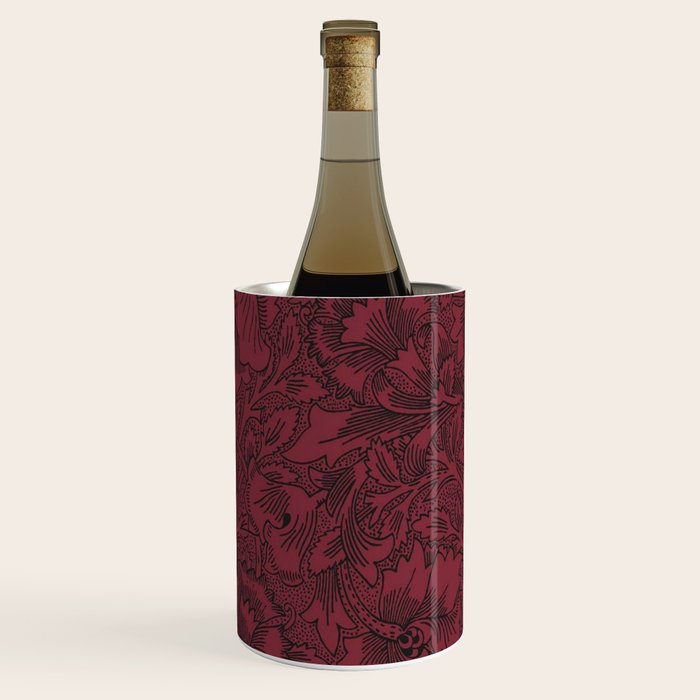 William Morris Poppy Dark Wine Claret Red Pattern Wine Chiller Gallery Image 3