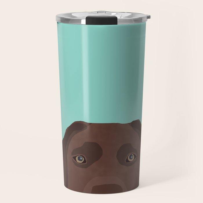 Chocolate Lab dog breed portrait pet art dog lover gifts labrador retriever Travel Mug Gallery Image 1