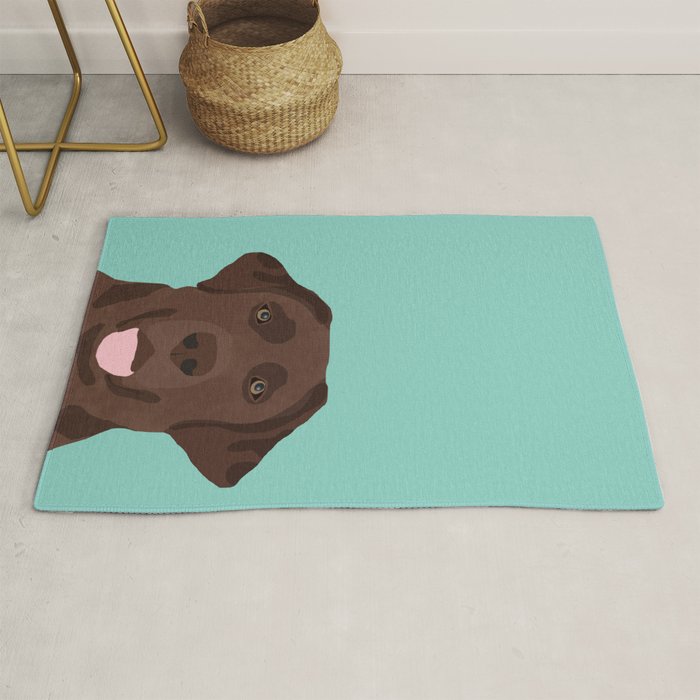 Chocolate Lab dog breed portrait pet art dog lover gifts labrador retriever Rug Gallery Image 1