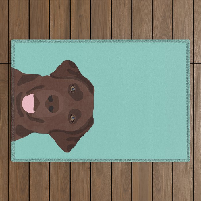 Chocolate Lab dog breed portrait pet art dog lover gifts labrador retriever Outdoor Rug Gallery Image 1