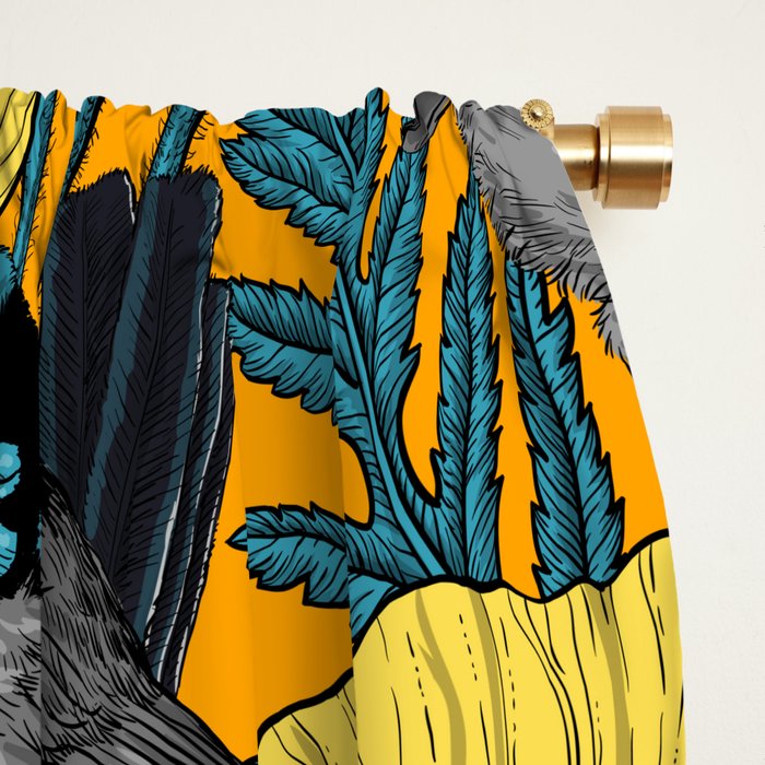 Fairy wren and poppies in yellow Window Curtain Gallery Image 2