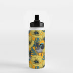 Fairy wren and poppies in yellow Water Bottle Gallery Image 2