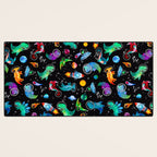 Dinosaur Astronauts In Space Watercolor Pattern Desk Mat Gallery Image 3