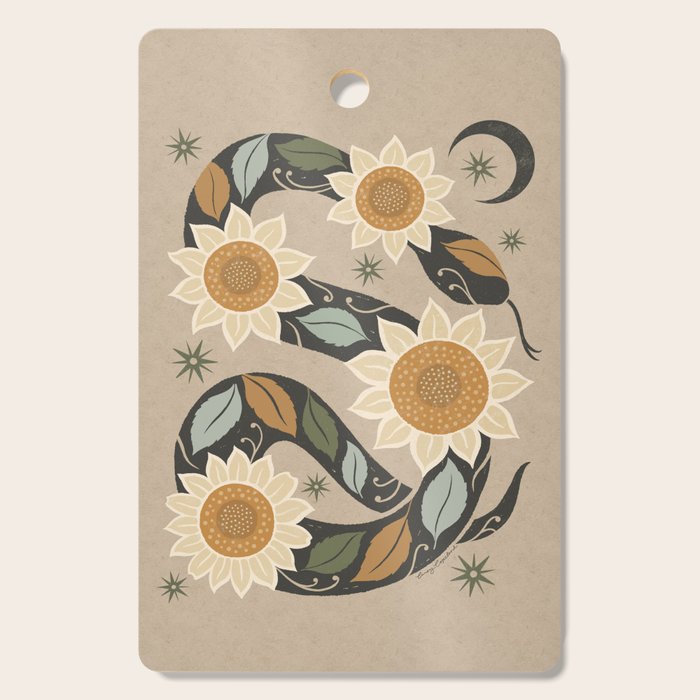Snake and Sunflowers - Harvest Colors Cutting Board Gallery Image 1