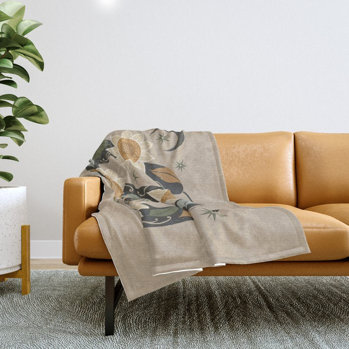 Snake and Sunflowers - Harvest Colors Throw Blanket Gallery Image 1