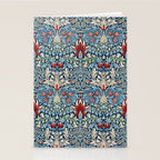 William Morris Vintage Snakeshead Blue & Red Pattern Stationery Card Gallery Image 2