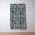 William Morris Vintage Snakeshead Blue & Red Pattern Window Curtain Gallery Image 3