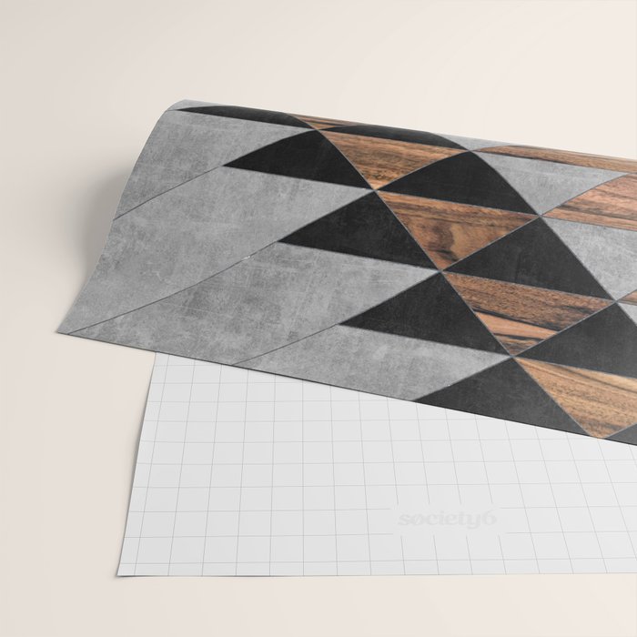 Urban Tribal Pattern No.10 - Aztec - Concrete and Wood Wrapping Paper Gallery Image 2