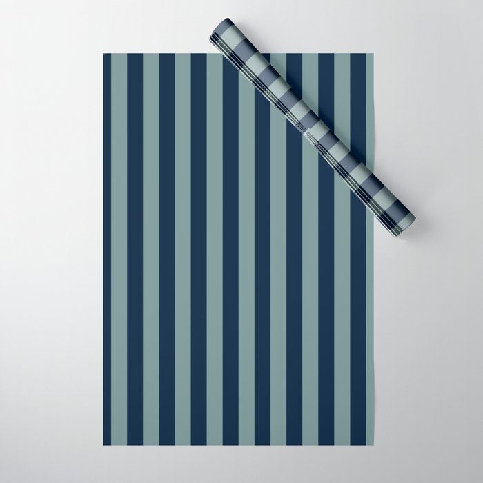 Classic Indigo Blue Cove Stripe Wrapping Paper Gallery Image 1